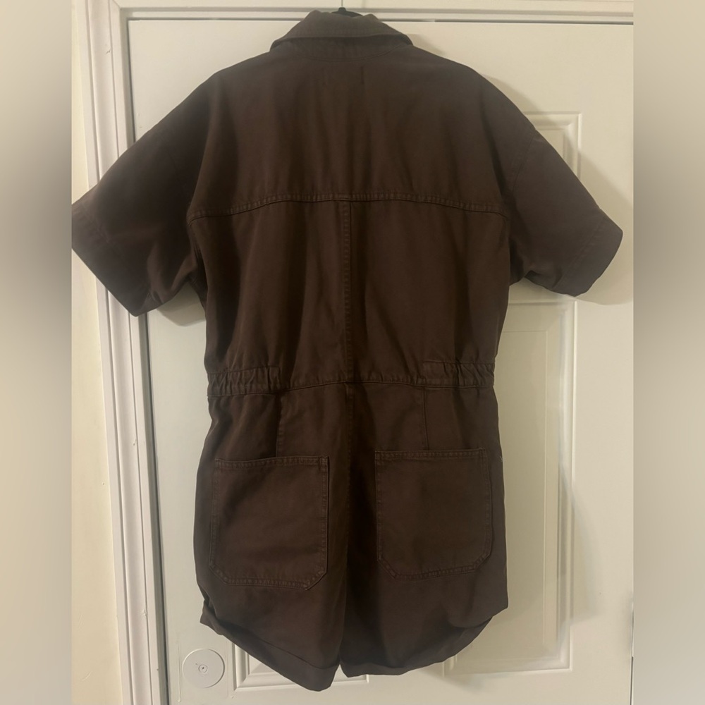 Free People Brown Short-Sleeve Denim Romper - Picture 13 of 16